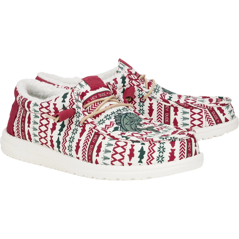 Hey Dude Wally Merry Fishmas Green Red Christmas Sweater Shoes Men's Size 12